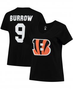 Женская футболка больших размеров Joe Burrow Black Cincinnati Bengals Fair Catch Name Number с v-образным вырезом Fanatics, черный
