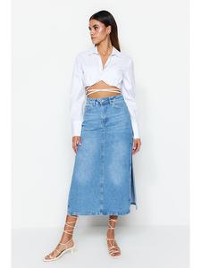 Длинная юбка trendyol Jeans, синий