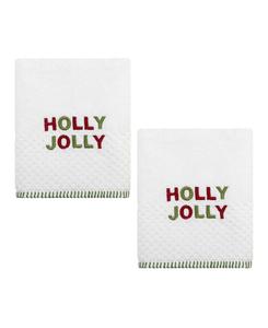 Набор из двух хлопковых полотенец для рук Holly Jolly, 28 x 16 дюймов Avanti, белый