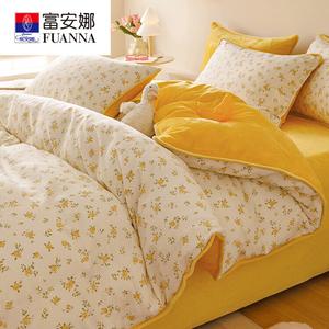 Fuanna Пододеяльник односпальный 150х200 см, двусторонний (хлопок/велюр), рисунок Story Little Flower