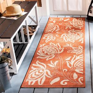 Ковер SAFAVIEH, 69 x 201 см, Washable Outdoor Courtyard Collection - Runner, Terracotta & Natural, не линяет и легко чистится, идеально для патио, прихожей, гардеробной, коридора, кухни (CY2961-3202)