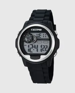 K5667/1 Цифровые мужские черные резиновые часы Calypso, черный