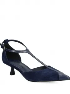 Туфли-лодочки Canna с ремешком в виде буквы Т и острым носком, каблук 40 мм Bibi Lou, синий