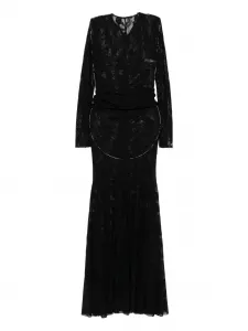 Макси-платье с V-образным вырезом и длинными рукавами Norma Kamali, черный