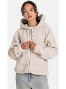 Худи Женская мягкая толстовка с капюшоном на молнии бежевого цвета Reell