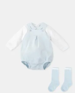 Комплект для малыша комбинезон с футболкой и носками небесно-голубого цвета Tutto Piccolo