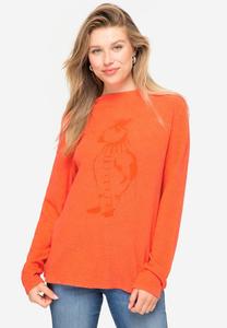 Вязаный свитер VOGEL-PRINT, STEHKRAGEN, LANGARM LAURASØN, цвет orange rouge