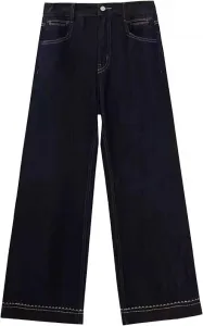 Женские джинсы прямого кроя с вышивкой и шнурком на талии