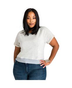 Толстовка большого размера из французской махровой ткани с открытой спиной и коротким рукавом Poetic Justice, Oatmeal grey