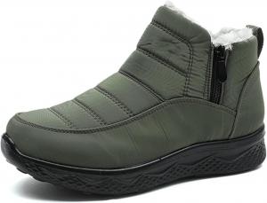 Зимние ботинки для женщин с теплым мехом, водонепроницаемые слипоны на щиколотку, удобные теплые зимние туфли для женщин Generic, Green