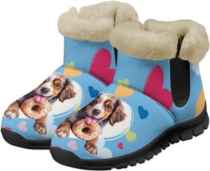 Женские зимние ботинки Jeiento с мехом и утепленной подошвой для собак, утепленные уличные ботильоны, Cavalier King Dog Doughnut