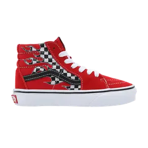 Кроссовки Vans Sk8-Hi Kids Checkerboard Flame - Racing Red, красный