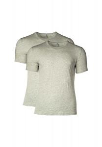 Мужские футболки (2 шт.) — круглый вырез, круглый вырез, хлопок-эластичный, однотонный MOSCHINO, серый