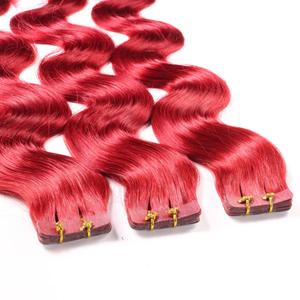 Накладные волосы tape extensions echthaar #0/44 rot-intensiv Hair2Heart, 60cm, количество 10 шт.