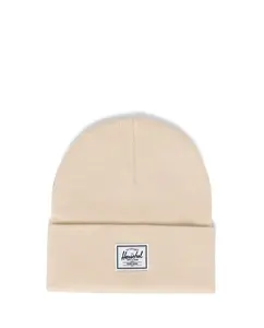 Белая вязаная шапка унисекс в рубчик Herschel, бежевый