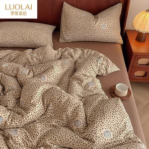 LUOLAI HOME Комплект постельного белья 1,5 м, 4 предмета, простыня, леопардовый принт, детский хлопок категории А