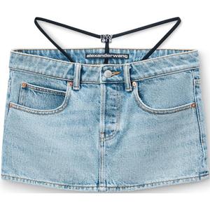 Футболка с ремешком Низкая посадка Джинсовая юбка Alexander Wang, Синий