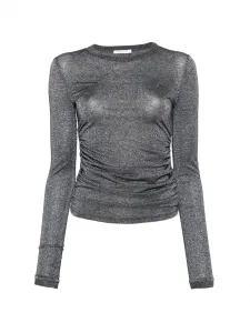 Драпированный топ с длинными рукавами Patrizia Pepe, серый