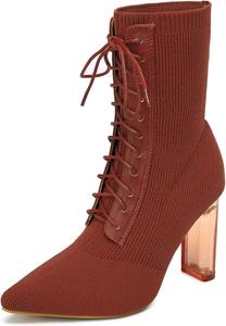 Женские вязаные ботильоны NEWBELLA с шнуровкой - эластичная посадка и легкие ботинки для прогулок, удобные повседневные ботинки для носки в течение всего дня, Brown