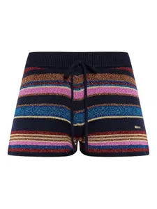 Шорты с полосатым рисунком и украшением блестками DSQUARED2, черный