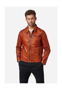 Мужская кожаная куртка Shelby – Классическая кожаная куртка с воротником-поло RICANO, цвет Cognac