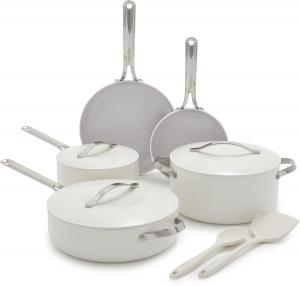 Набор кастрюль и сковородок GreenPan Nova с керамическим антипригарным покрытием, 10 шт, кремовый