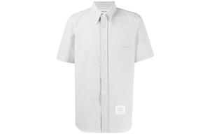 Полосатая рубашка из пике с коротким рукавом THOM BROWNE, белый