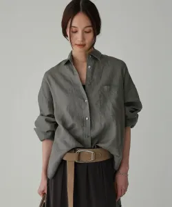 Льняная рубашка большого силуэта Babylone, цвет Charcoal(18)