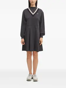Мини-платье с вышитым логотипом Fred Perry, серый