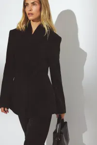 Блейзер из синели с высоким воротником Na-Kd, Black