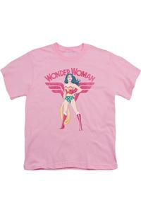 Футболка с блестками "Лига справедливости Америки" Wonder Woman для девочек Gildan, розовый
