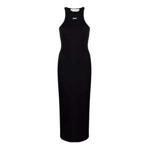 Платье (WMNS) Off-White Off-Stamp Ribbed Dress 'Black'