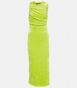 Бархатное платье миди Versace, Acid Lime