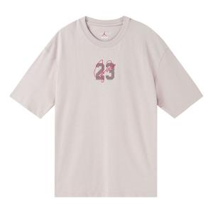 Футболка (WMNS) Air Jordan Essentials Logo Alphabet Printing Round Neck Loose Short Sleeve Pink T-Shirt