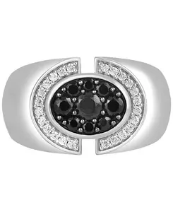 Мужское кольцо с черными и белыми бриллиантами (1 карат) из стерлингового серебра Macy'S, silver