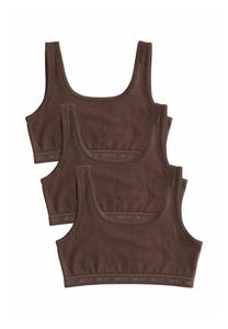 Топ REGULAR FIT SCOOP CROP 3 PACK Next, коричневый
