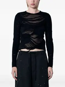 Свитер с эффектом потертости MM6 Maison Margiela, черный