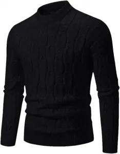 Мужской полувысокий воротник рифленый свитер с пэчворком