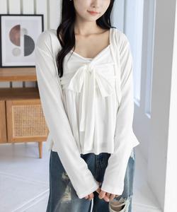 Комплект из бюстье с лентой спереди и болеро с вырезом.