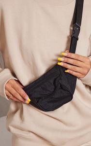 PrettyLittleThing Черная маленькая поясная сумка