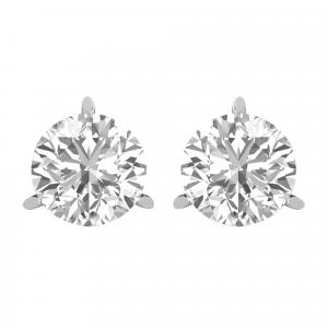 Серьги-гвоздики с 3 зубцами, 14-каратное золото, 8 карат, круглые выращенные в лаборатории бриллианты Diamond2Deal, белый