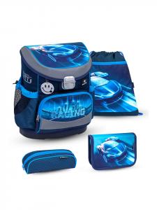 Belmil Набор из 4 предметов: школьный рюкзак Mini-Fit Racing Blue Neon