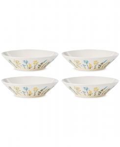 Набор из 4 обеденных мисок с рисунком «Полевые цветы» Lenox, белый
