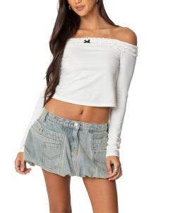 Топ Gia с оборками и открытыми плечами Edikted, белый