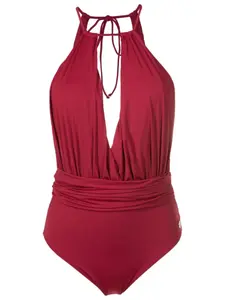 Купальник с вырезом халтер Brigitte, красный