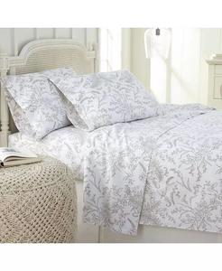Набор простыней из 4 предметов с цветочным принтом Winter Brush Southshore Fine Linens, белый