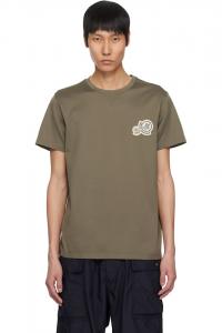 Футболка из хлопка с двойным логотипом Moncler, цвет kalamata