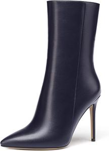 Женские ботильоны WAYDERNS с острым носком, на молнии, узкий силуэт, матовые, на шпильке, 4 дюйма, Navy Blue