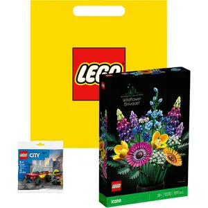 Букет полевых цветов LEGO, 10313 Floral & Bear *1+Random & Mosaic Bag *1+Building Block желтый Shopping Bag (Material Random)