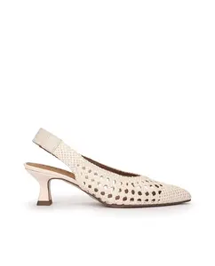 Женские белые кожаные туфли-лодочки с пяткой на пятке с плетеной отделкой Pedro Miralles, белый